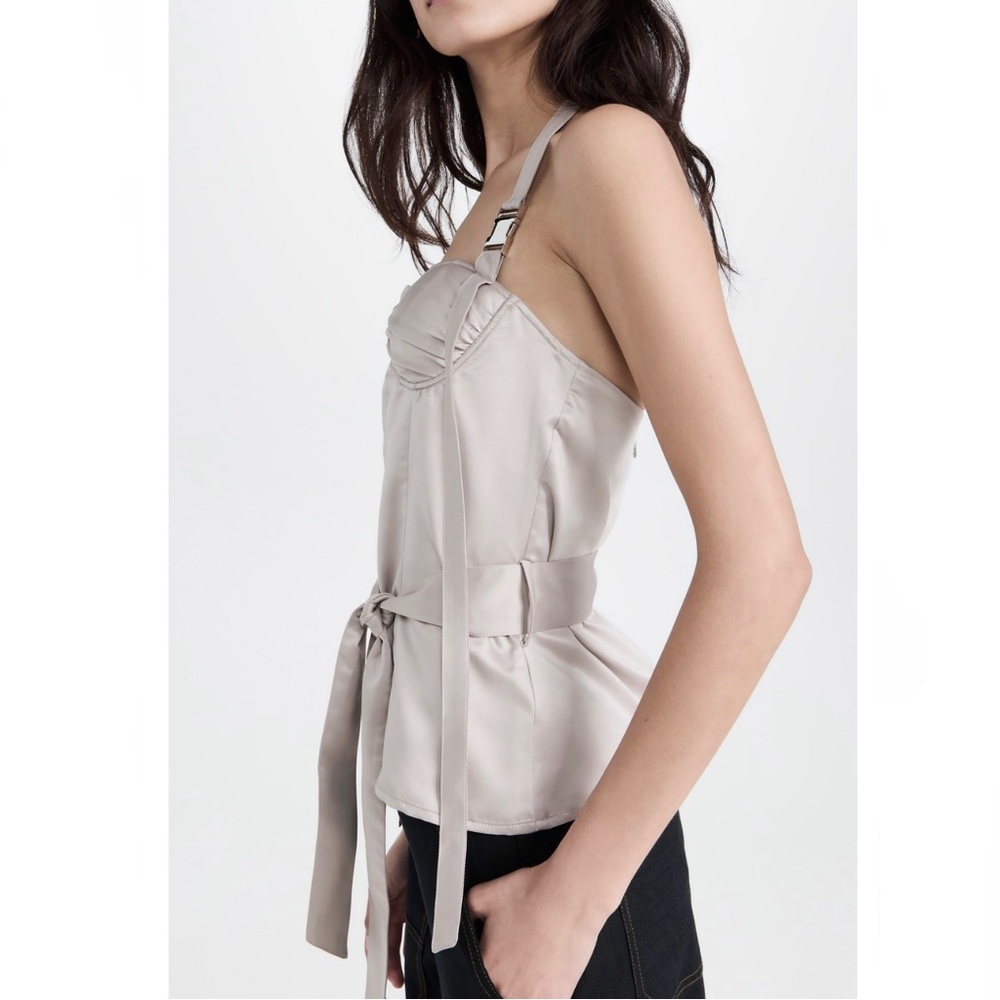 NEW ROKH BEIGE BUSTIER HALTER TOP - Picture 5 of 10